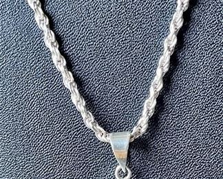 Sterling Silver Twist Rope Chain With 925 R. G. Pendant - 16.8 Grams Total