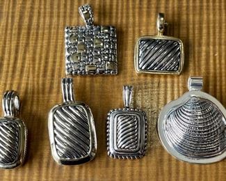 (6) Silver And Gold Tone Slide Pendants - (1) Signed Best, (1) Stocko