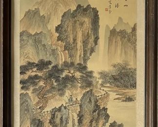 Vintage Chinese Landscape In Frame 