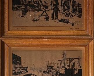 (2) Vintage Lionel Barrymore Copper Etchings In Frame