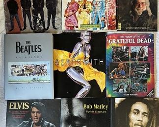 Assorted Hard Back And Paper Back Music Books - Grateful Dead, Elvis Presley, Beatles, And More