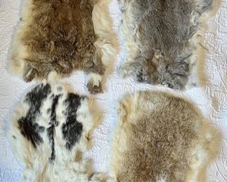 (4) Assorted Color Vintage Rabbit Pelts