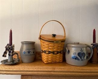 Longaberger baskets and Rowe Pottery
