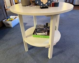 Painted white round side table