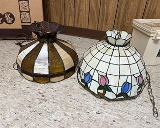 Stained glass hanging light fixtures
