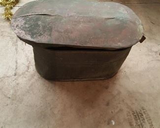 COPPER TUB WITH LID DENTED