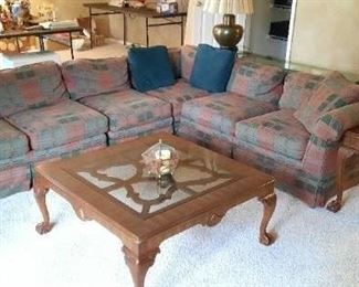 Large comfortable plaid sectional