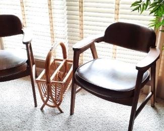MCM wood and leather chairs