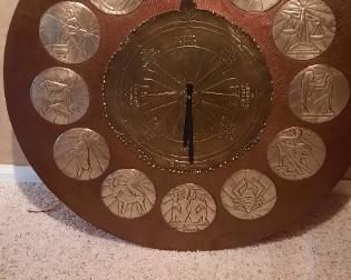 Large zodiac metal clock