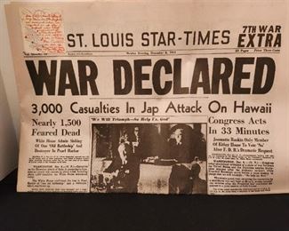 Dec 8th 1941 edition of St Louis Star-Times
