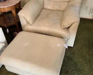 Matching Emerson Leather Chair and Ottoman