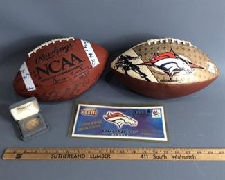 Footballs and Super Bowl XXXIII Memorabilia