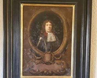 17th century oil on panel- Oval portrait of a man. 