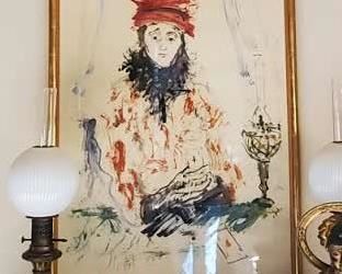 Gabriel Dauchot. Oil on paper. “Woman Card Player”