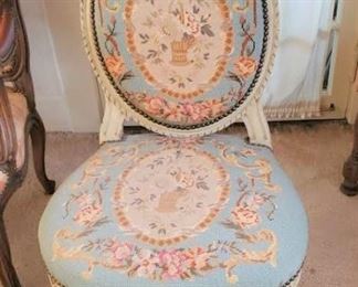 Antique needlepoint upholstered ladies chair