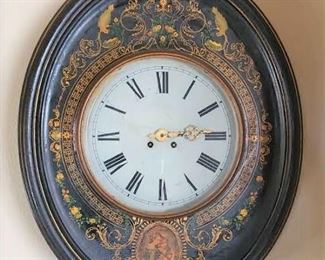 French- Japy Frerers & Cie Tole wall clock (Brass works signed). 