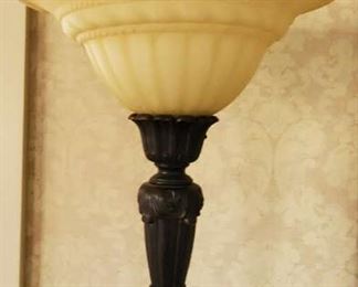 Antique floor lamp with opaline glass shade