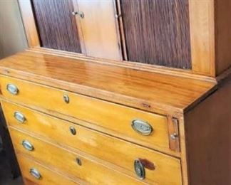 Late 18th century Federal style maple tambour desk. 