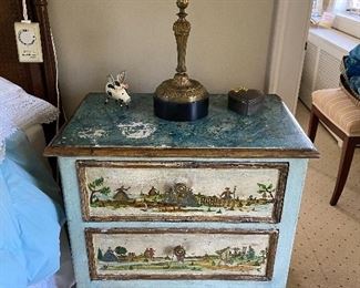 Pair of painted commodes, some wear