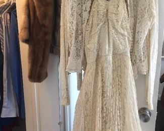 Antique wedding dress and veil.