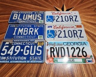 Vehicle Car tags Connecticut California Georgia