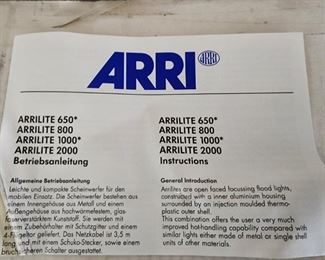 Arrilite Heavy Duty Kit Lights Model # 5  Arrilite 650, 800, 1000, 2000