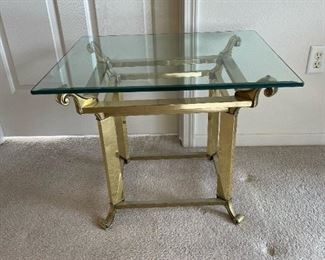 Hollywood Regency Style Glass Topped Table