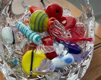 CESKCI Crystal Basket with Murano Style Glass Candy