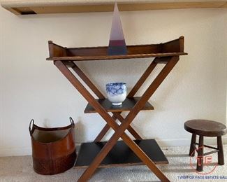 Pottery Barn Leather Covered Three Tier X Stand