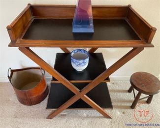 Pottery Barn Leather Covered Three Tier X Stand