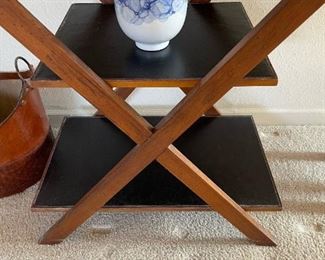 Pottery Barn Leather Covered Three Tier X Stand