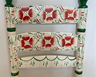 Hand Painted Ladder-Back Chair with Cane Seat