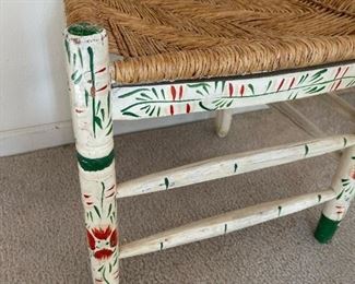 Hand Painted Ladder-Back Chair with Cane Seat