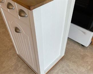 Kitchen Island Butcher Block Topped - Garbage Can Holder