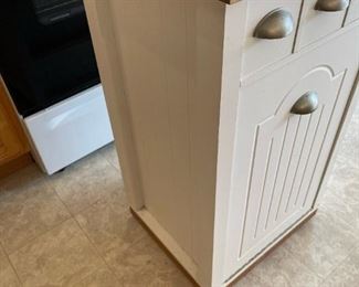 Kitchen Island Butcher Block Topped - Garbage Can Holder