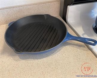 LE CREUSET Dark Blue 10 1/2" Skillet with Griddle