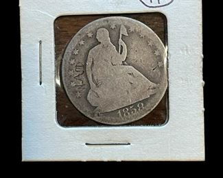 1858 Seated Liberty Silver Half Dollar