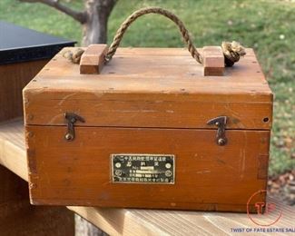 WWII Japanese Naval Anti-Aircraft 25MM Cannon Optics Set with Original Wood Box