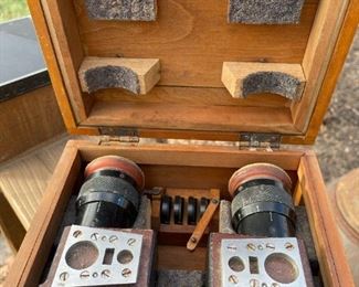 WWII Japanese Naval Anti-Aircraft 25MM Cannon Optics Set with Original Wood Box
