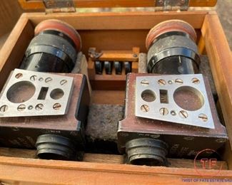 WWII Japanese Naval Anti-Aircraft 25MM Cannon Optics Set with Original Wood Box