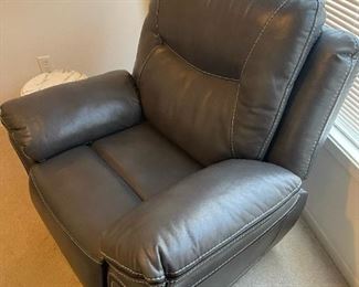 Oversized Grey Leather Recliner