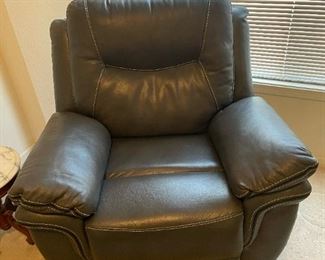 Oversized Grey Leather Recliner