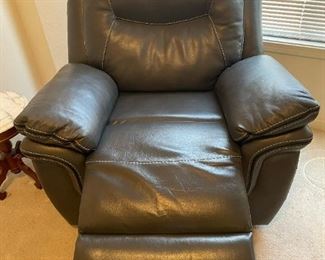 Oversized Grey Leather Recliner