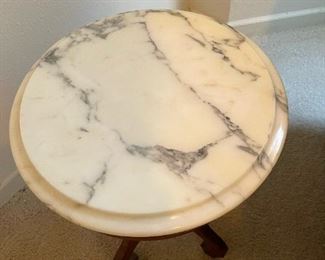 1930s Victorian Mahogany Side Table with Italian Marble Top