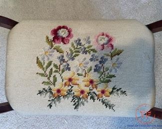 Handmade Needle Point Covered Footrest