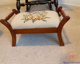 Handmade Needle Point Covered Footrest
