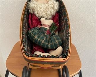 Longaberger 1997 Sleigh Basket with Wrought Iron Runner