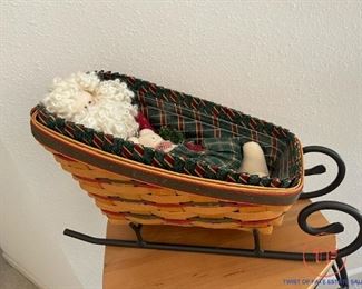 Longaberger 1997 Sleigh Basket with Wrought Iron Runner