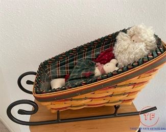 Longaberger 1997 Sleigh Basket with Wrought Iron Runner