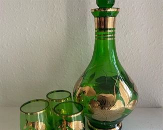 Bohemian Hand Painted Decanter Set